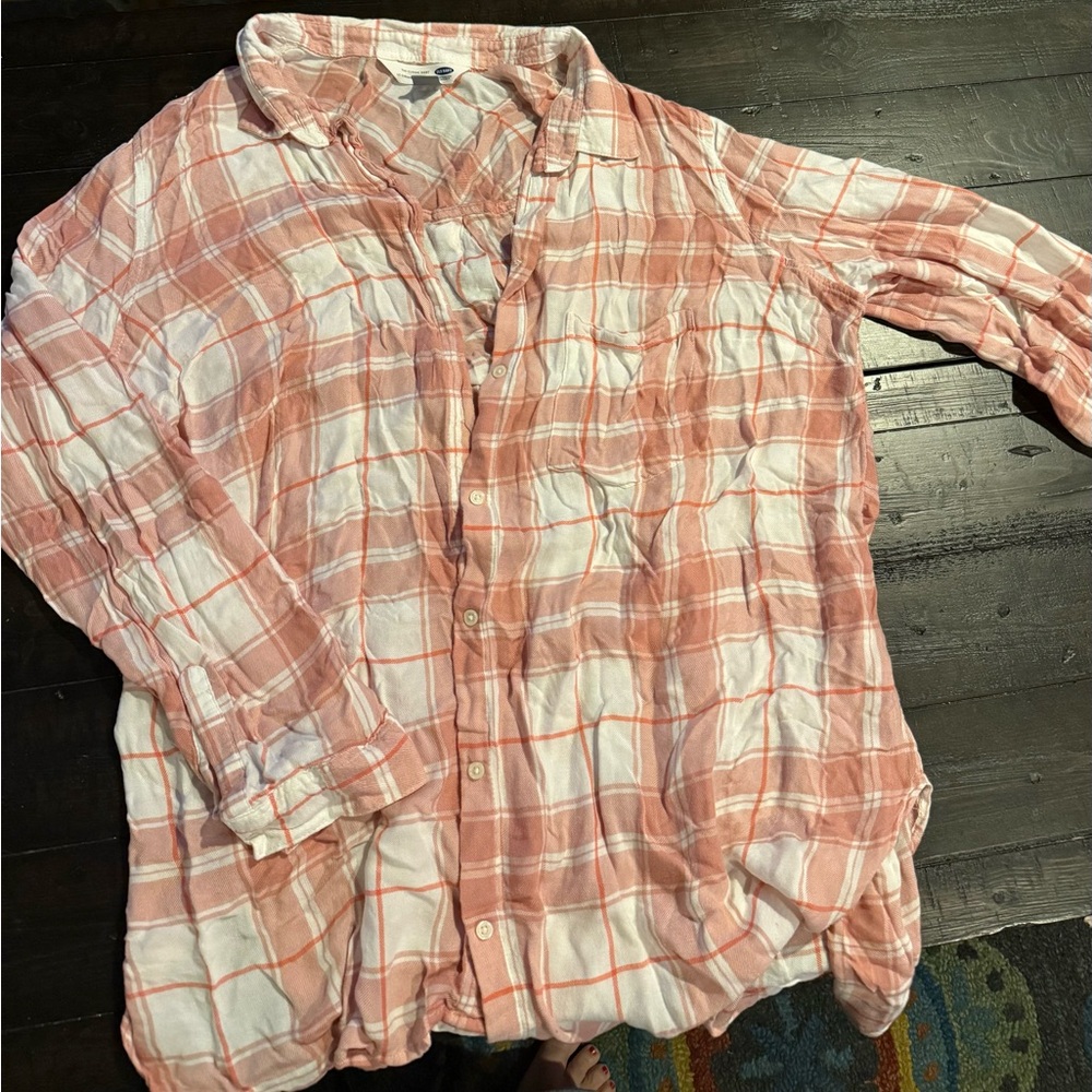 Casual Plaid women’s Shirt - Pink and White